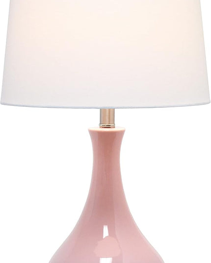Elegant Designs LT3312-RPK Ceramic Genie Tear Drop Shaped Glossy Table Lamp, Rose Pink - LeafyLoom