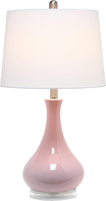 Elegant Designs LT3312-RPK Ceramic Genie Tear Drop Shaped Glossy Table Lamp, Rose Pink - LeafyLoom