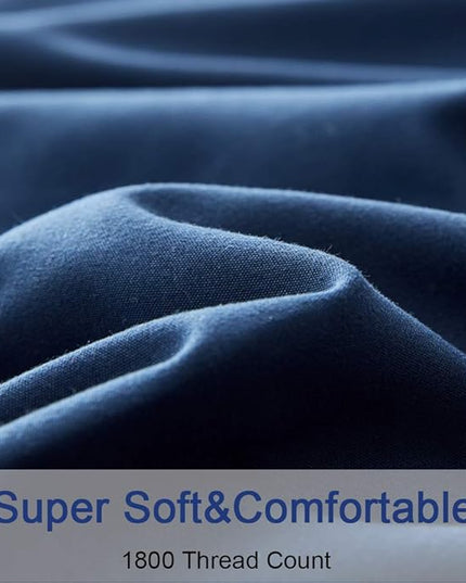 SONORO KATE Bed Sheet Set Super Soft Microfiber 1800 Thread Count Luxury Egyptian Sheets 18-Inch Deep Pocket Wrinkle-3 Piece(Twin, Navy Blue) - LeafyLoom