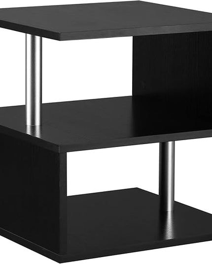 NicBex Coffee Table Wooden Coffee Table with Storage Square Center Tables with Open Shelves and Steel Poles End Table for Living Room, Dining Room, Office, and Bedroom,20" W, Black - LeafyLoom