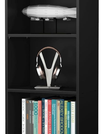 South Shore Axess 5-Shelf Narrow Bookcase, Pure Black, 7270758 - LeafyLoom