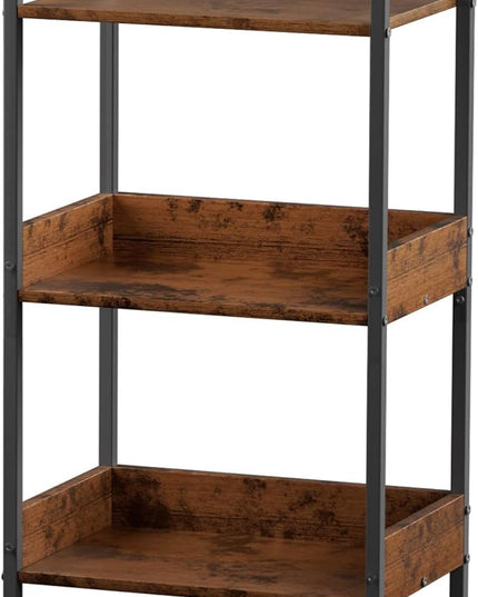 Bookshelf, 3 Tier Industrial Small Book Shelf, Small Storage Bookcase with Organizer, Freestanding Open Shelf for Small Spaces, Bedroom, Living Room, Retro Brown BS70FB - LeafyLoom