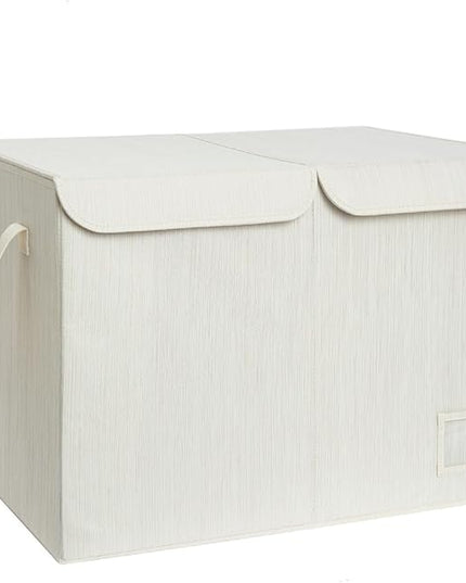StorageWorks Toy Storage Organizer with Flip-Top Lids, Toy Bins for Living Room, Nursery Room, Playroom, Large Toy Chest for Kids, Mixing of Beige, White & Ivory, 24 ¾"L x 13" W x 16" H - LeafyLoom