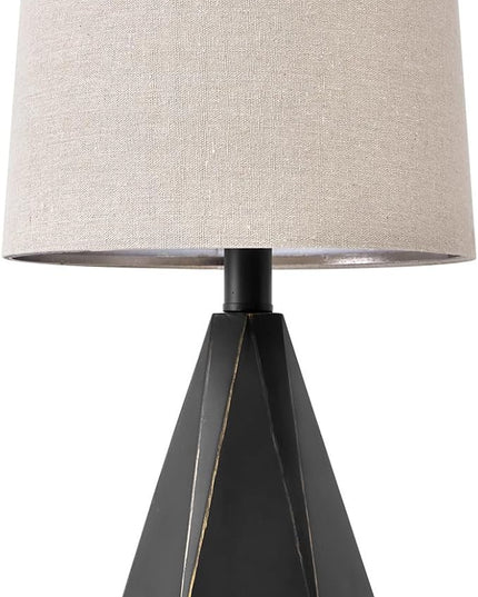 PoKat 20.25'' Table Lamp for Bedroom - Single Bedside Lamp for Night Stand, Small Bedroom Lamp, Modern Night Stand Lamp with Shade, Farmhouse Table Lamp for Living Room, Kids Room, End Table, Black - LeafyLoom