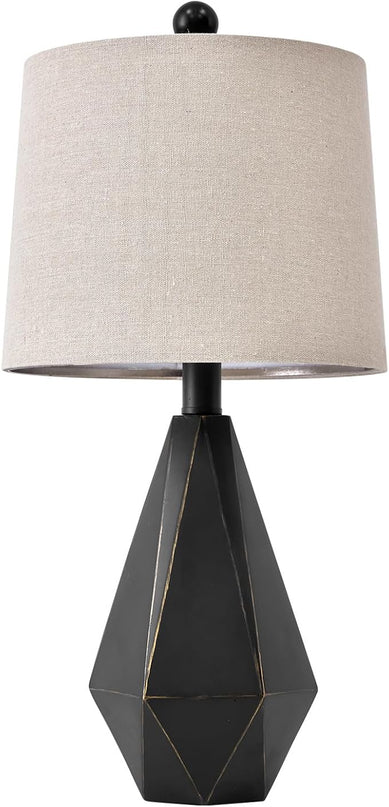 PoKat 20.25'' Table Lamp for Bedroom - Single Bedside Lamp for Night Stand, Small Bedroom Lamp, Modern Night Stand Lamp with Shade, Farmhouse Table Lamp for Living Room, Kids Room, End Table, Black - LeafyLoom