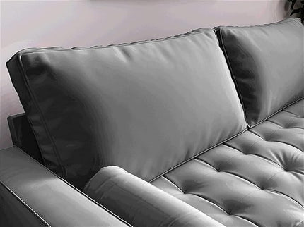 Womble Velvet Upholstered Living Room Diamond Tufted Chesterfield Sofa with Gleaming Nailheads, Grey - LeafyLoom