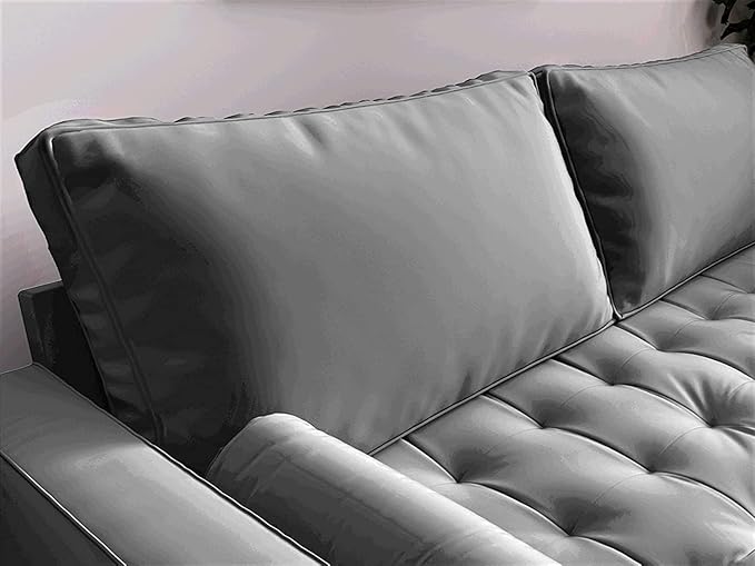 Womble Velvet Upholstered Living Room Diamond Tufted Chesterfield Sofa with Gleaming Nailheads, Grey - LeafyLoom