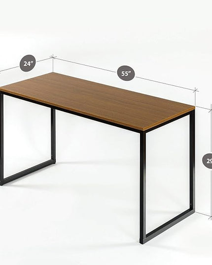 ZINUS Jennifer 55 Inch Black Frame/ Computer Workstation, Office Desk, Easy Assembly, Brown - LeafyLoom