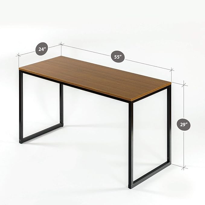 ZINUS Jennifer 55 Inch Black Frame/ Computer Workstation, Office Desk, Easy Assembly, Brown - LeafyLoom