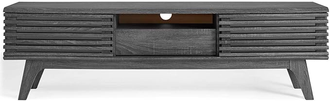 Modway Render Mid-Century Modern Low Profile 59 Inch TV Stand in Charcoal - LeafyLoom