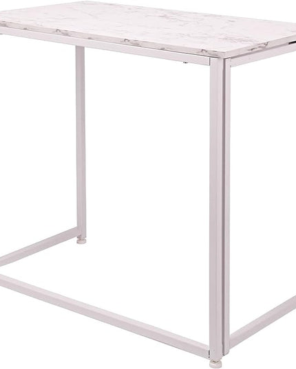 Leopard Outdoor Products Folding Computer Desk for Small Spaces, Space-Saving Home Office Desk, Foldable Computer Table, Laptop Table, Writing Desk, Compact Study Reading Table (Marble White) - LeafyLoom