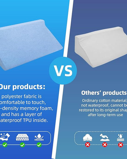 Side Wedge Pillow for Sleeping Back Support Pillow Memory Foam Bed Wedge Pillow for Side Sleeping Post Surgery, Wedge Pillow Body Position Side Sleeper Pillow - LeafyLoom