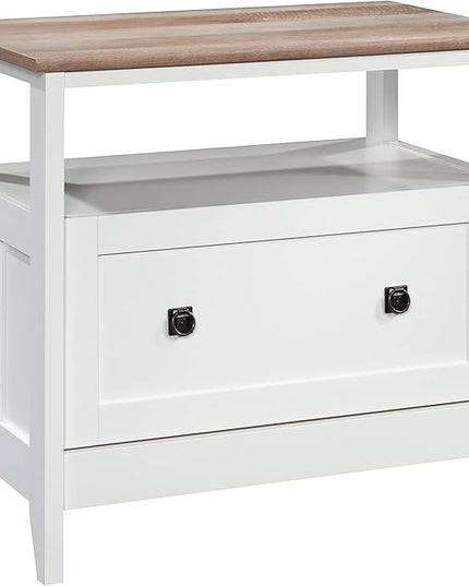 Sauder August Hill Lateral File, L: 19.53" x W: 32.28" x H: 29.25", Soft White Finish - LeafyLoom