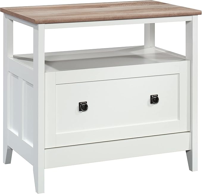Sauder August Hill Lateral File, L: 19.53" x W: 32.28" x H: 29.25", Soft White Finish - LeafyLoom