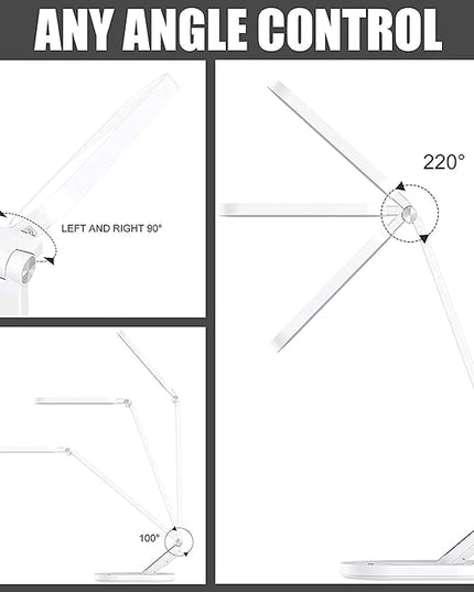 LED Desk Lamp for Reading, Eye-Caring Natural Light Protects Eyes Dimmable Office Table Lamps with 5 Color Modes USB Charging Port Touch Control and Memory Function,10W - LeafyLoom