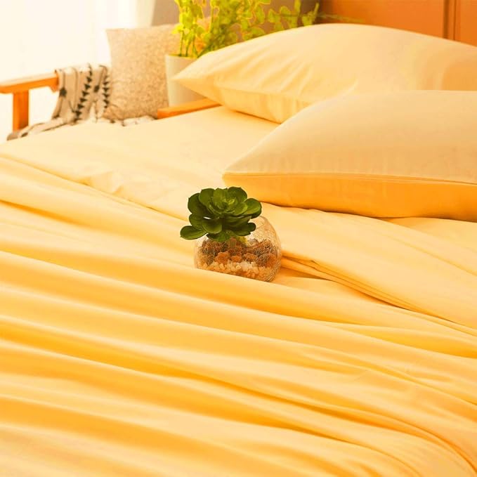 SONORO KATE Bed Sheet Set Super Soft Microfiber 1800 Thread Count Luxury Egyptian Sheets 16-Inch Deep Pocket，Wrinkle -4 Piece (Yellow, King) - LeafyLoom