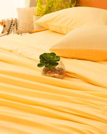 SONORO KATE Bed Sheet Set Super Soft Microfiber 1800 Thread Count Luxury Egyptian Sheets 16-Inch Deep Pocket，Wrinkle-3 Piece (Yellow, Twin XL) - LeafyLoom