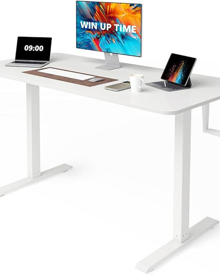 Whole Piece DeskTop Manual Standing Desk Adjustable Height- Crank Stand Up Desk, Sit Stand Desk with Frame Computer Desk - LeafyLoom