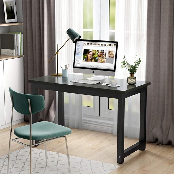 Tribesigns Computer Desk, 47 inch Modern Simple Office Desk Computer Table Study Writing Desk for Home Office, White - LeafyLoom