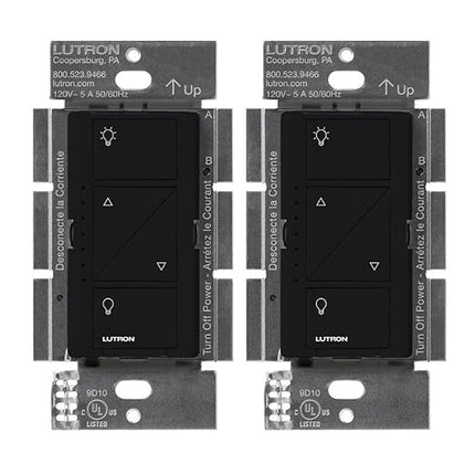 Lutron Caseta Original Smart Dimmer Switch (Lutron Smart Hub Required), for LED Lights, 150 Watt, Single-Pole/3-Way, No Neutral Required, PD-6WCL-BL-2-Pack, Black, 2 Black Lutron