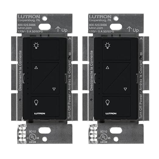 Lutron Caseta Original Smart Dimmer Switch (Lutron Smart Hub Required), for LED Lights, 150 Watt, Single-Pole/3-Way, No Neutral Required, PD-6WCL-BL-2-Pack, Black, 2 Black Lutron