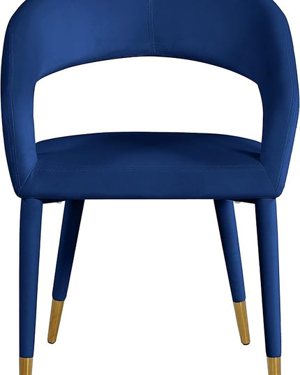 Meridian Furniture Destiny Collection Modern | Contemporary Velvet Upholstered Rounded Back Dining Chair, 23" W x 23" D x 31.5" H, Navy - LeafyLoom