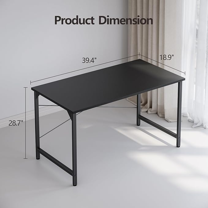 BANTI Computer Desk, 40 inch Home Office Desk, Modern Simple Style PC Table for Home, Office, Study, Writing, Black - LeafyLoom
