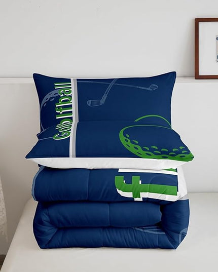 Feelyou Kids Golf Comforter Set King Size Ball Sports Bedding Set for Boys Girls Teens Bedroom Decor Golf Ball Lover Comforter Women Men Ball Games Duvet Set with 2 Pillow Case - LeafyLoom
