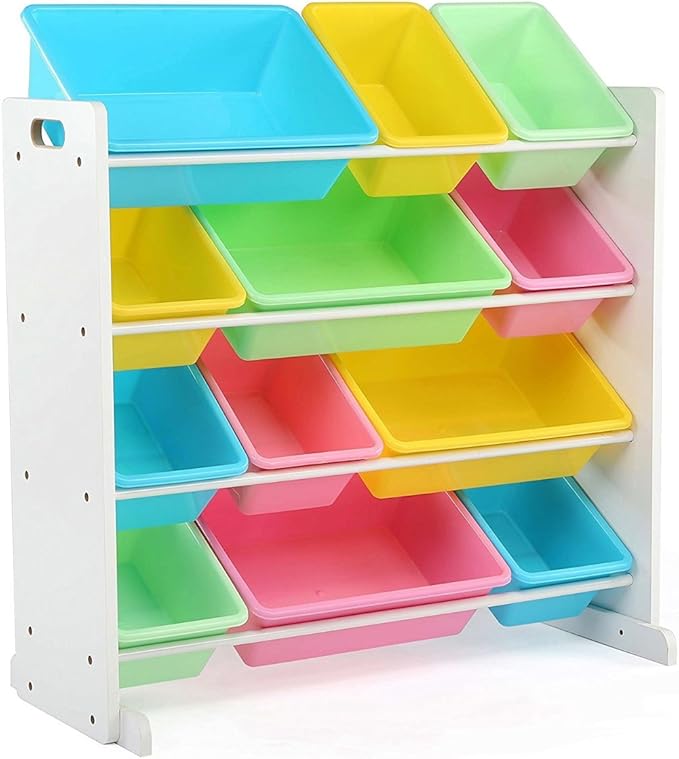 Humble Crew, White/Pastel Kids' Toy Storage Organizer - LeafyLoom