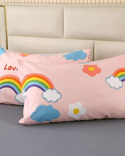 3PCS Rainbow Comforter Set Full, Cute Pink Full Size Flower Cloud and Rainbow Comforter Aesthetics, Super Soft and Comfort Microfiber, Kawaii Girls’ Bedroom Decor for Kids, Teens, Children, Women - LeafyLoom