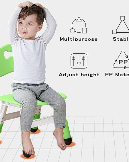 Adjustable Kid Chairs Indoor 3 Level Adjustable Suitable for Children Age 2-6. Maximum Load-Bearing 220LBS Suitable for Family Classroom and Nursery Child Seat Set (2-Pack-Green) - LeafyLoom