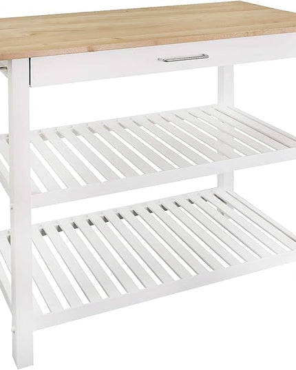 Casual Home Solid Hardwood Top, Natural/White, 40" W (373-91) Kitchen Island, Natural&White - LeafyLoom