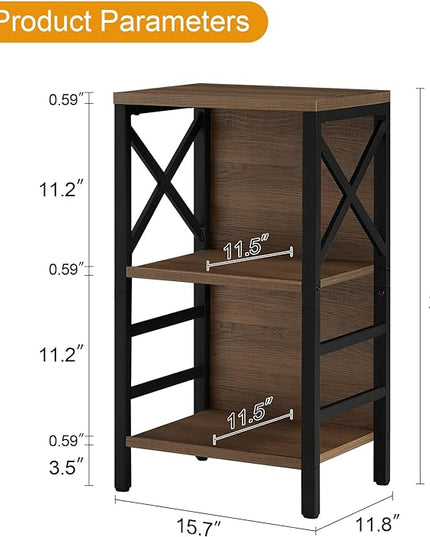 Bookcase, Industrial Small Bookshelf,3-Tier Bookcase Storage Organizer, Small Book Shelf for Small Spaces, Living Room, Bedroom and Home Office, Brown - LeafyLoom