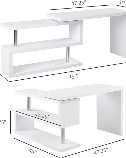 NicBex Kimberly-DW-00212-LWJ Home Office Desks, 47.25"x45"x30", White - LeafyLoom
