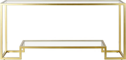 Henn&Hart 64" Wide Rectangular Console Table in Gold, Entryway Table, Accent Table for Living Room, Hallway - LeafyLoom