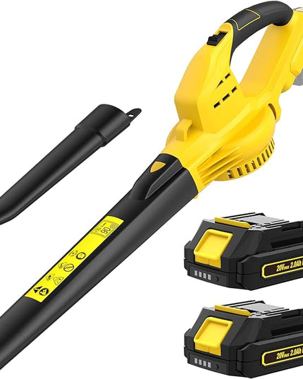 Leaf Blower, Lightweight Cordless Leaf Blower with 2 Battery & Charger for Patio, Electric 20V Battery Powered Leaf Blower for Leaf/Snow/Dust Blowing - LeafyLoom