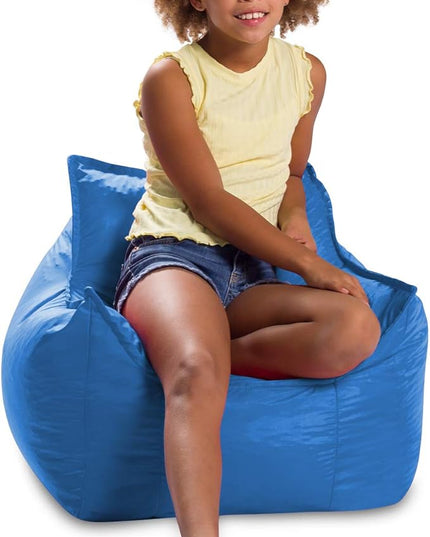 Posh Creations Bean Bag Chair Structured Comfy Seat Use for Gaming, Reading and Watching TV, Newport, Royal Blue - LeafyLoom