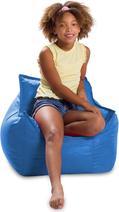 Posh Creations Bean Bag Chair Structured Comfy Seat Use for Gaming, Reading and Watching TV, Newport, Royal Blue - LeafyLoom