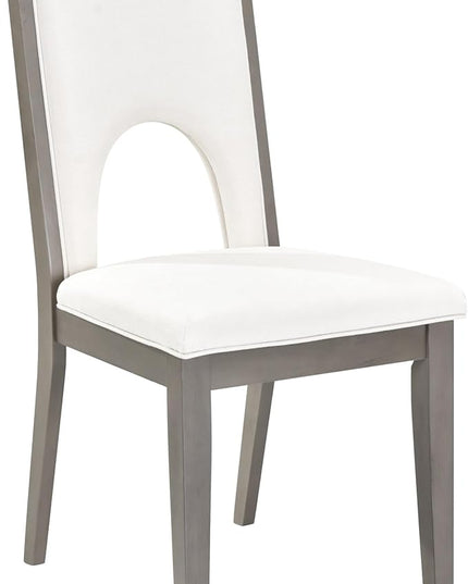 Wood Dining Set for 6, Farmhouse Rectangular Kitchen Table and Six Upholstered Chairs, for Breakfast Nook, Living Room, Gray, 60" L x 36" W x 30" H, Grey - LeafyLoom