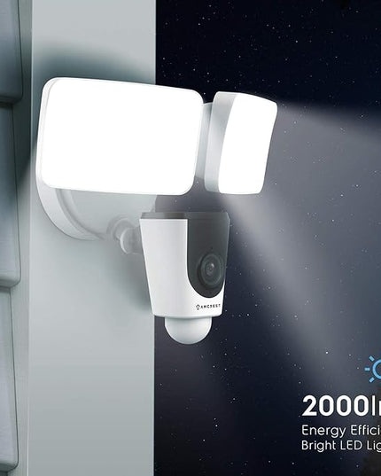 Amcrest Floodlight Camera, Smart Home 1080P Security Outdoor Camera Wireless WiFi with Flood Light, Built-in Siren Alarm, 114° View, IP65 Waterproof, MicroSD & Cloud Storage, ASH26-W Amcrest