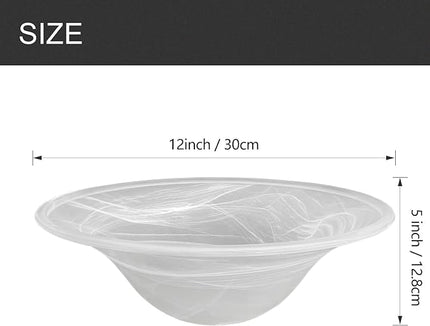 Antique Glass Lamp Shade for Floor lamp, Alabaster Torchiere Lamp Shade Replacement, Floor Lamp Replacement Parts (White Alabaster, 12'') - LeafyLoom