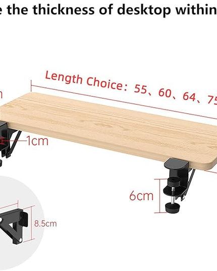 Ergonomics Desk Extender Tray, 21.7"x9.5" Punch-Free Clamp on, Foldable Keyboard Drawer Tray, Table Mount Arm Wrist Rest Shelf, Computer Elbow Arm Support - LeafyLoom