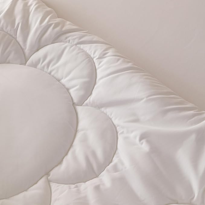 White Flower Comforter King White Sunflower Print Bed King Comforter Set 3 Pieces White Floral Comforter Set for Women Girls Bedroom Decor All Season Hotel Quality Comforter Set - LeafyLoom