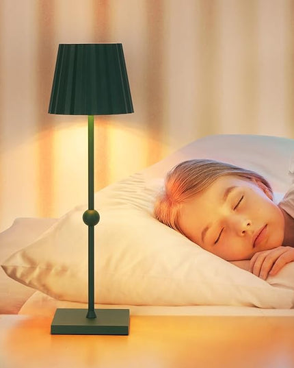 GGOYING Cordless Table Lamp,5200mAh Rechargeable Battery LED Lamp with 3 Color Stepless Dimmable, Modern Portable LED Desk Lamp Night Light(Hunter Green) - LeafyLoom