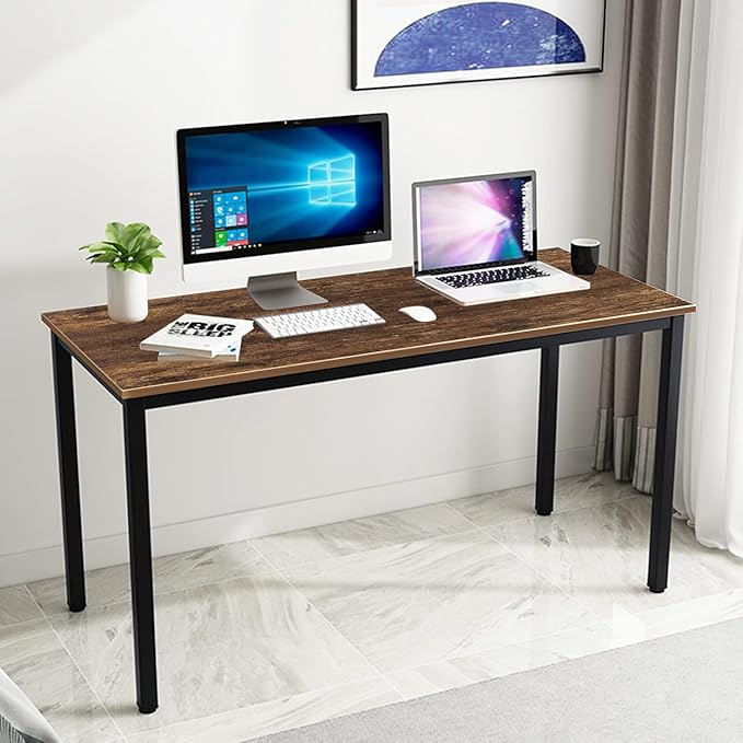 SogesGame Computer Desk, 55.1 inches Office Desk Computer Table Study Writing Desk Workstation for Home Office Dining Table Retro - LeafyLoom