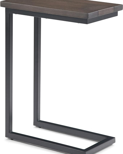 SIMPLIHOME Skyler SOLID MANGO WOOD and Metal 18 Inch Wide Rectangle C Side Table in Walnut Brown, Fully Assembled, For the Living Room and Bedroom - LeafyLoom