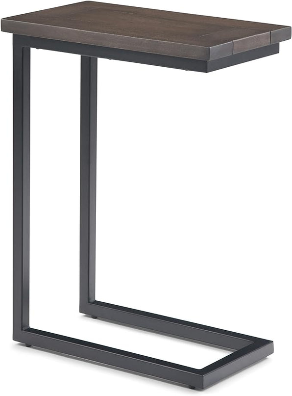 SIMPLIHOME Skyler SOLID MANGO WOOD and Metal 18 Inch Wide Rectangle C Side Table in Walnut Brown, Fully Assembled, For the Living Room and Bedroom - LeafyLoom