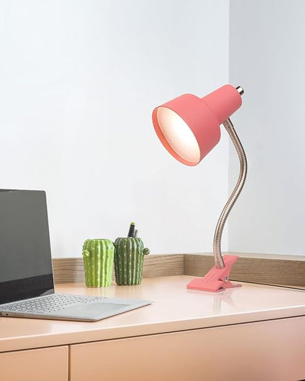 Energetic Clip on Lamp for Bed, Non-Dimmable Reading Light for Bed and Desk, 4000K Cool White, 3.5W 240 LM Flexible Gooseneck lamp, Eye Protection (Pink) - LeafyLoom