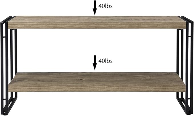 Small Industrial Bookshelf 2 Shelf Bookcases and Book Shelves for Living Room/Bedroom Wood Metal Rustic Oak - LeafyLoom
