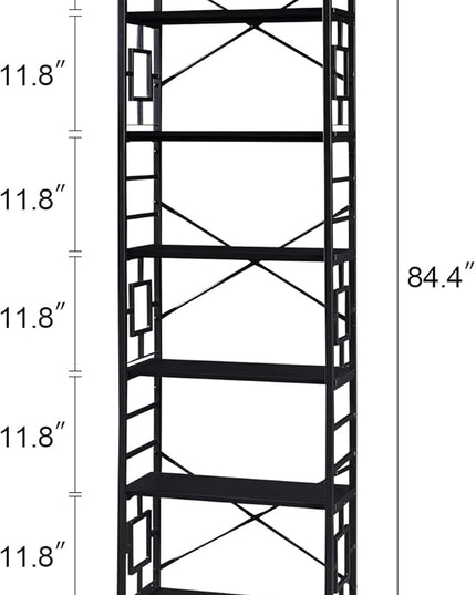 HOMISSUE Bookcase,7-Tier Tall Bookshelf Metal Bookcase and Bookshelves, Free Standing Storage Modern Bookshelf for Home Office Living Room and Bedroom，Black - LeafyLoom